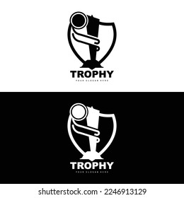 Championship Trophy Logo, Champion Award Winner Trophy Design, Vector Icon Template