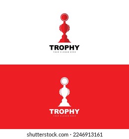 Championship Trophy Logo, Champion Award Winner Trophy Design, Vector Icon Template