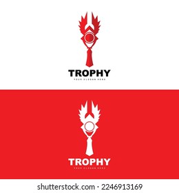 Championship Trophy Logo, Champion Award Winner Trophy Design, Vector Icon Template