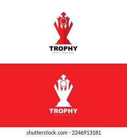 Championship Trophy Logo, Champion Award Winner Trophy Design, Vector Icon Template