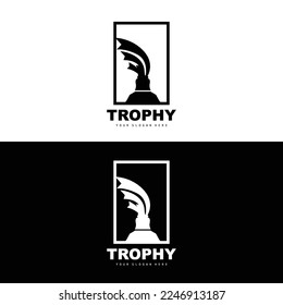 Championship Trophy Logo, Champion Award Winner Trophy Design, Vector Icon Template