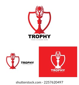 Championship Trophy Logo, Champion Award Winner Trophy Design, Vector Icon Template