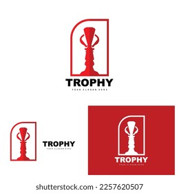 Championship Trophy Logo, Champion Award Winner Trophy Design, Vector Icon Template