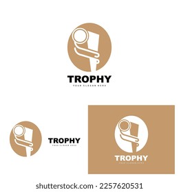 Championship Trophy Logo, Champion Award Winner Trophy Design, Vector Icon Template