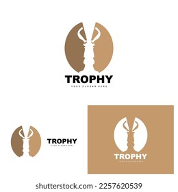 Championship Trophy Logo, Champion Award Winner Trophy Design, Vector Icon Template