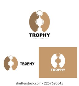 Championship Trophy Logo, Champion Award Winner Trophy Design, Vector Icon Template