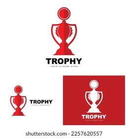 Championship Trophy Logo, Champion Award Winner Trophy Design, Vector Icon Template
