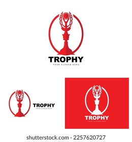 Championship Trophy Logo, Champion Award Winner Trophy Design, Vector Icon Template