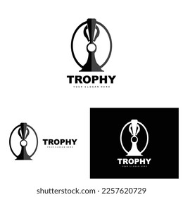 Championship Trophy Logo, Champion Award Winner Trophy Design, Vector Icon Template