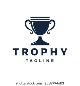 Championship Trophy Silhouette with Simple Design, Sports Tournament Award Place Icon, Victory Symbol