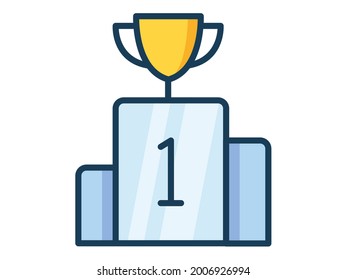 championship trophy single isolated icon with filled line style