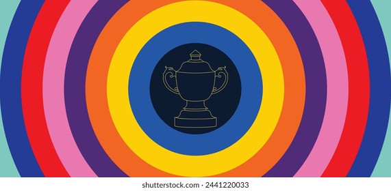 Championship winner golden trophy with colorful background.