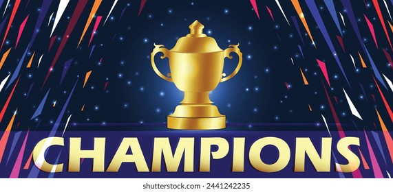 Championship winner golden trophy with colorful background.