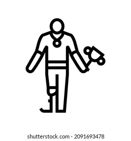 championship winner person with a athlete line icon vector. championship winner person with a athlete sign. isolated contour symbol black illustration