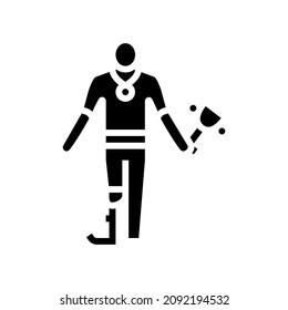 championship winner person with a disability athlete glyph icon vector. championship winner person with a disability athlete sign. isolated contour symbol black illustration