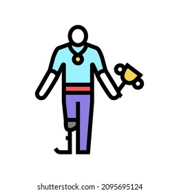 championship winner person with a disability athlete color icon vector. championship winner person with a disability athlete sign. isolated symbol illustration