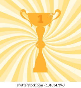 Championship winner trophy cup for first place. Vector illustration.