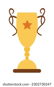 Championship winner trophy gold medal award illustration isolated on white background. Gold championship or competition winner trophy awards, number one, and cup in a concept of awarding prizes