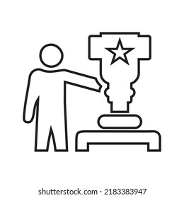 Championship, winner, winning outline icon. Line art vector.