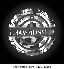 Championship written on a grey camouflage texture