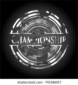 Championship written on a grey camouflage texture