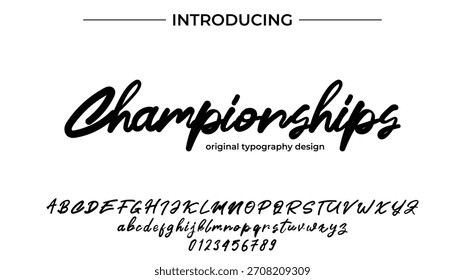 Campeonatos - Fonte de script elegante para design manuscrito suave e tipografia criativa