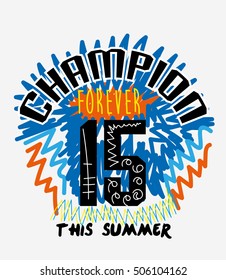 champion,t-shirt print vector