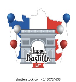 champs elyses with balloons and france map