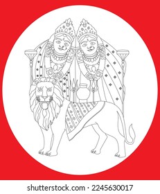 Chamunda one line art Continuous line art in elegant style for print, tattoo, poster, textile, cards etc. Beautiful Vector illustration