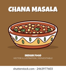 Chana masala Indian food vector illustration