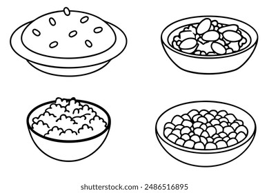 Chana masala line art design refined illustration drawing