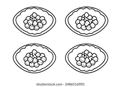 Chana masala line art design masterful drawing illustration