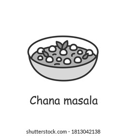 Chana Masala line icon. Indian subcontinental cuisine. Kala Chana soup. Traditional delicious Indian dish. Asian food. Isolated vector illustration. Editable stroke