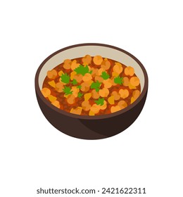 Chana Masala vector illustration. Traditional Indian food.