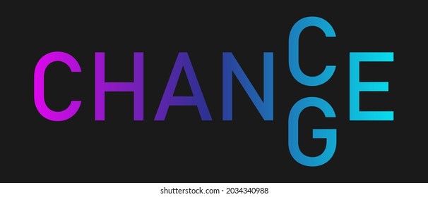 Chance or Change neon gradient text on black background. Modern vector banner.