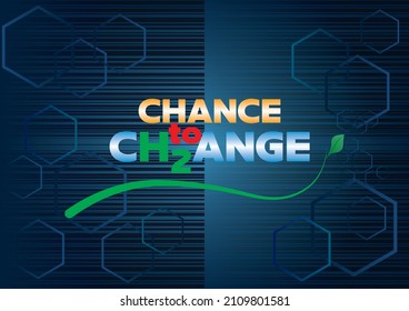 Chance To Change - Transition To Green Hydrogen Energy. The Modern Vector Artwork Visualizes The Necessary Transition To Green Energy By Using Hydrogen.