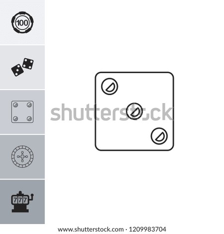 Chance icon. collection of 6 chance filled and outline icons such as slot machine, 100 casino chip, dice, roulette. editable chance icons for web and mobile.