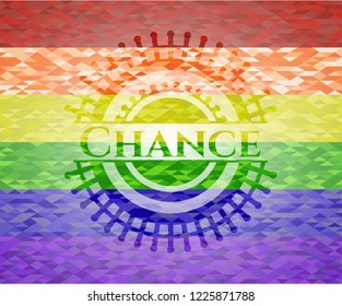 Chance on mosaic background with the colors of the LGBT flag