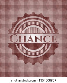 Chance red emblem with geometric pattern. Seamless.