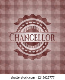 Chancellor red badge with geometric pattern. Seamless.