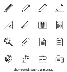 chancery office set outline collection line icons on white background
