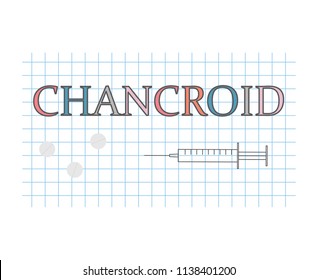 Chancroid word on checkered paper sheet- vector illustration