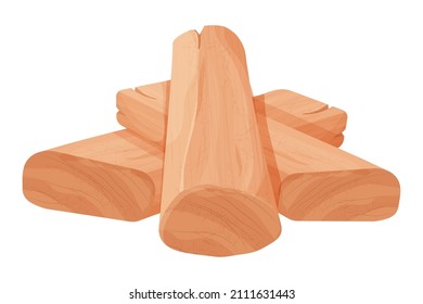 Chandan or sandalwood pieces aromatherapy ingredient detailed in cartoon style isolated on white background. Cut part, close up, medical plant.