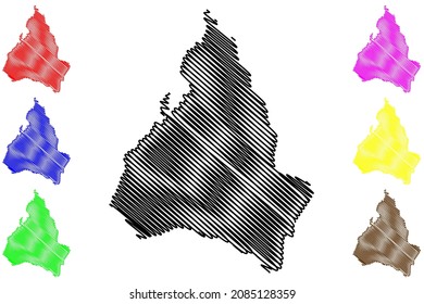 Chandel district (Manipur State, Republic of India) map vector illustration, scribble sketch Chandel map