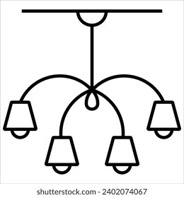 Chandelier, Basic Furniture icon in thin line style