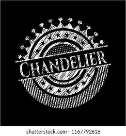 Chandelier chalkboard emblem on black board