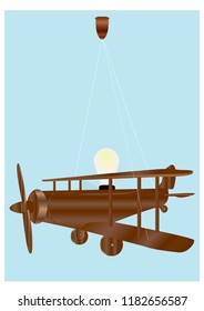 Chandelier for a children's room, in the form of a wooden plane
