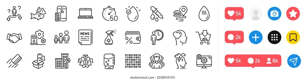 Chandelier, Contactless payment and Group line icons pack. Social media icons. Filling station, Credit card, Friend web icon. Shopping, Vitamin e, Business hierarchy pictogram. Vector