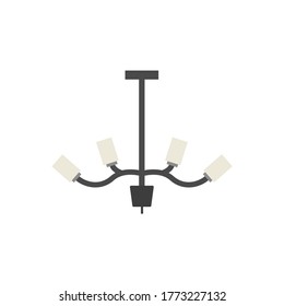 Chandelier flat, Ceiling lamp icon, vector illustration isolated on white background