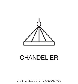 Chandelier flat icon. High quality outline pictogram of element for interior. Vector line illustration of chandelier for web design or mobile app. Button and symbol for design visit card, logo.